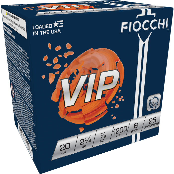 762344852249 Fiocchi VIP 20 Gauge Shotshells" Length, 7/8 oz #8 Sho...