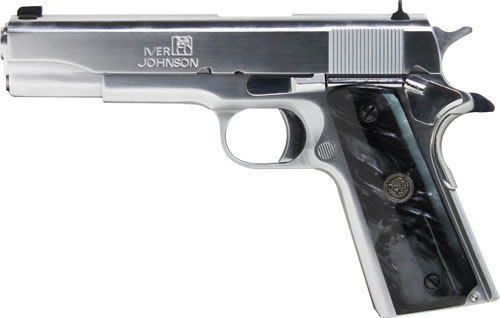 740120787602 IVER JOHNSON 1911A1 38 SUPER - 5" FS 9RD CHROME BLACK ...