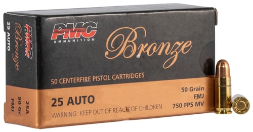 741569070027 PMC Bronze 25 Auto 50 gr Full Metal Jacket (FMJ) 50 ct...