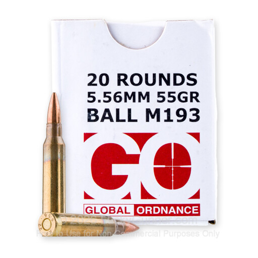 850003223346 Global Ordnance M193 5.56x45mm Rifle Ammunition - 55 G...
