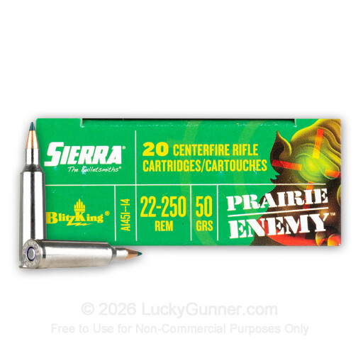 604544665369 Sierra Prairie Enemy 22-250 Rem 50gr. BlitzKing Ammuni...