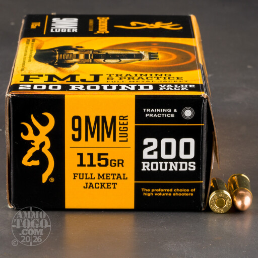 020892227620 9mm - 115 Grain FMJ - Browning - 1000 Rounds