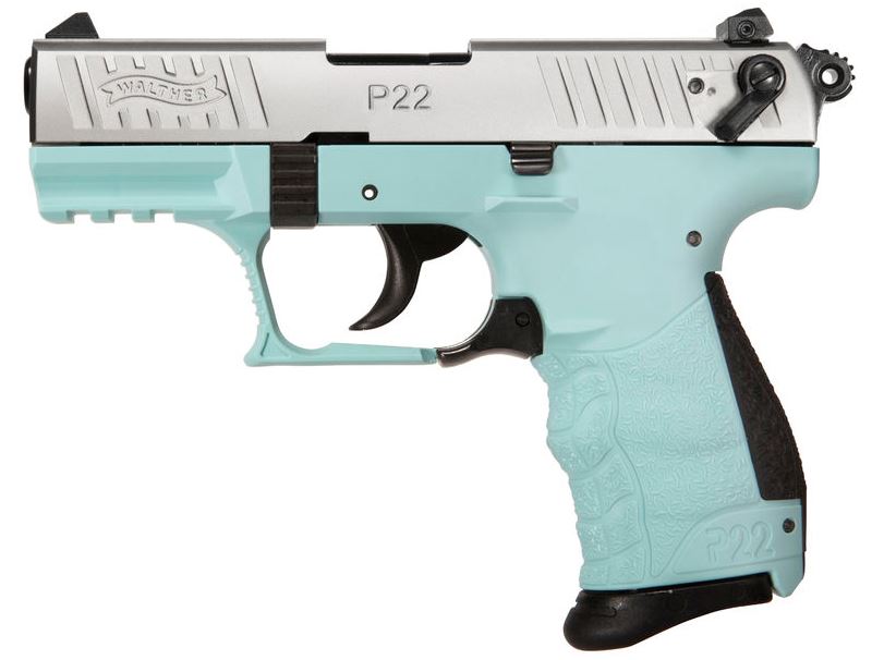 723364214608 WALTHER ARMS P22Q 22LR NKL/ANGEL BLUE 3.4"