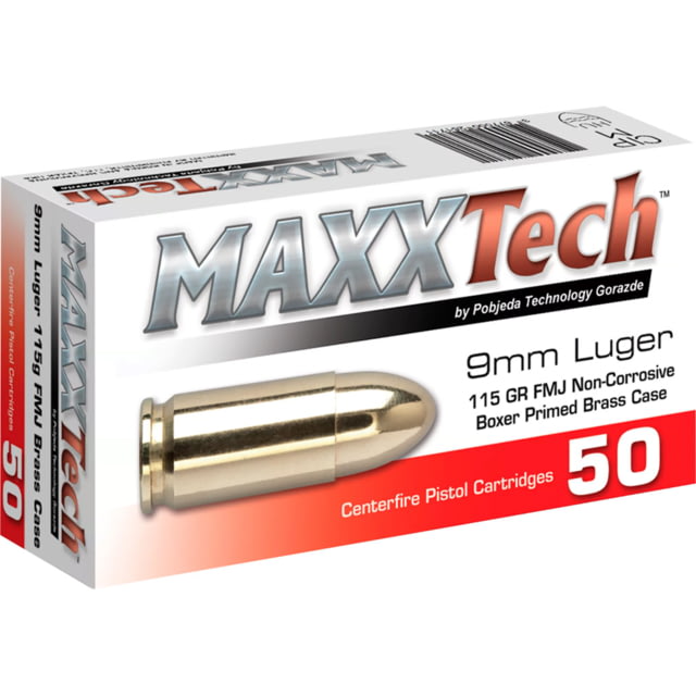 3877000251476 MaxxTech PTGB9MMB Brass Pistol 9mmLuger 115gr Full Me...