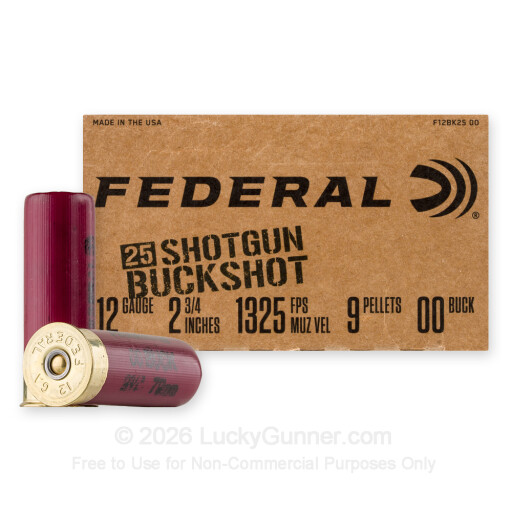 604544702699 Federal 12 Gauge 2 3/4" 00 Buckshot 9 Pellets - Double...