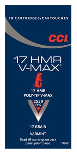 076683000491 CCI 0049 VMAX 17HMR 17 gr Hornady V-Max 50 Per Box/40 ...