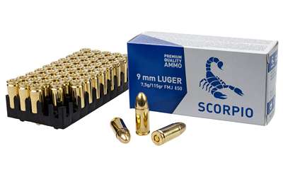850053775017 STV Technology, Scorpio Ammo, 9MM, 115 Grain, Full Met...