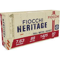 762344001487 Fiocchi Heritage 7.63mm Mauser 88gr. FMJ Ammunition, 5...