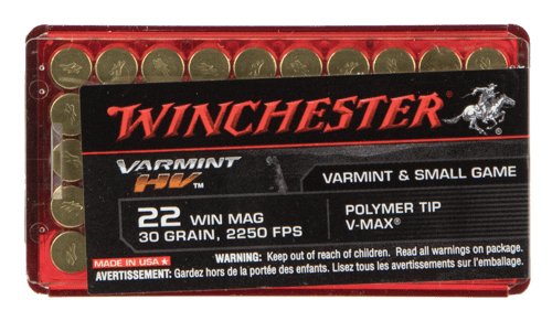 020892102811 Per Round – ** Winchester S22M2PT Varmint HV .22 WMR 3...