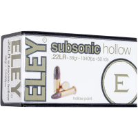 650911054007 Eley Hollow Point .22LR 38gr. Subsonic Ammunition, 50 ...