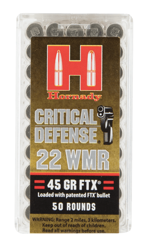 090255832006 Per Round – ** Hornady Critical Defense .22 WMR 45-Gra...