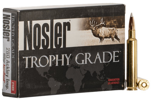 054041600767 Nosler Trophy Grade 280 Ackley Improved Ammo 160 Grain...