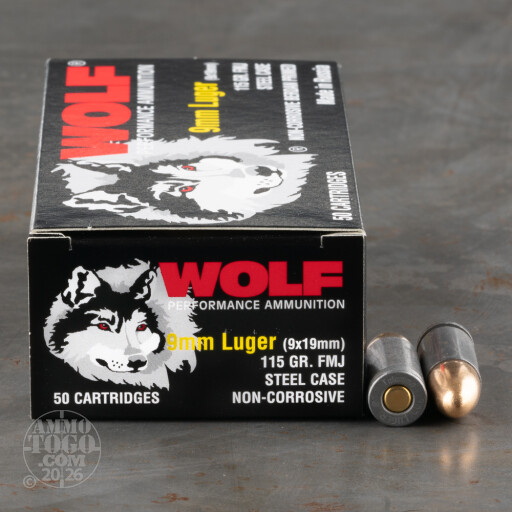 645611300998 Wolf Ammunition - 9mm - 115 Grain - FMJ - 1000