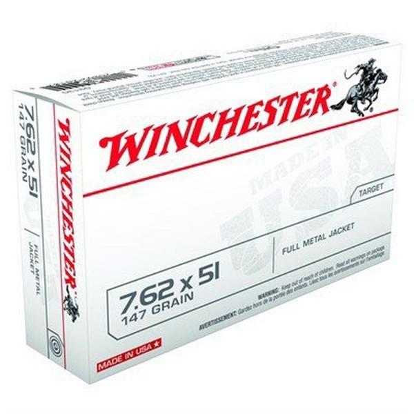 020892201873 Winchester USA 7.62x51mm NATO 147 Grain Full Metal Jac...