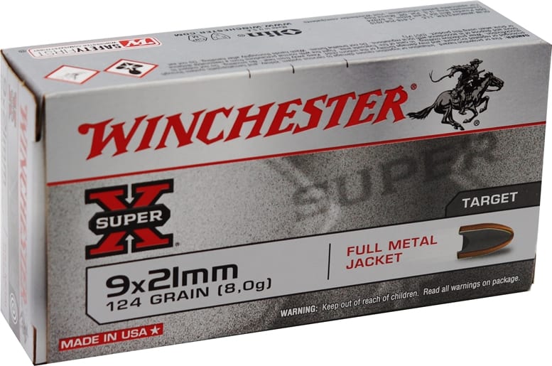020892206182 Winchester 9x21 IMI Ammo 124 Grain Full Metal Jacket 5...