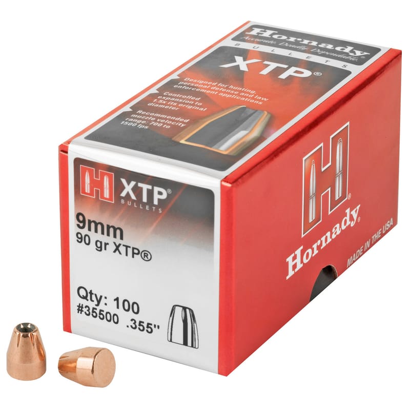 090255235500 Hornady 9mm Cal (.355 Dia) Reloading Bullets H35500 90...