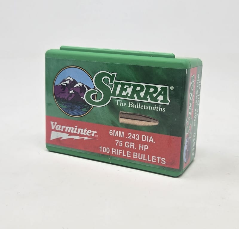 092763015100 Sierra 6mm (.243 Dia) Reloading Bullets Varminter SRAA...