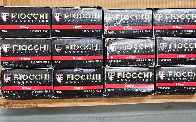 762344001760 FIOCCHI 9x23 STEYR 115GR FMJ 1080 fps 50/bx - 9SA