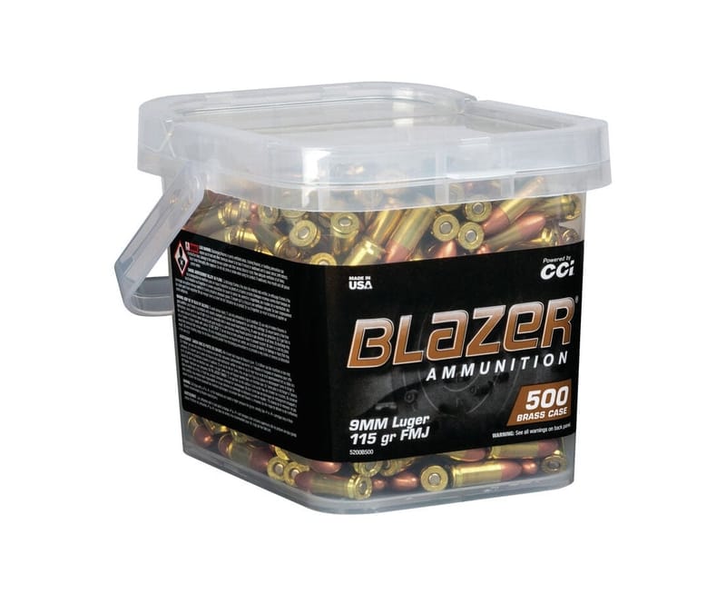 604544650525 CCI Blazer Brass 9mm 115 gr FMJ 500 Rounds Ammunition ...
