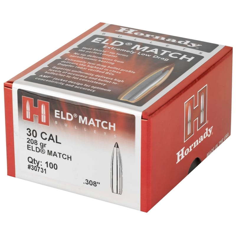 090255307313 Hornady 30731 ELD Match 30 Cal .308 208 gr Extremely L...